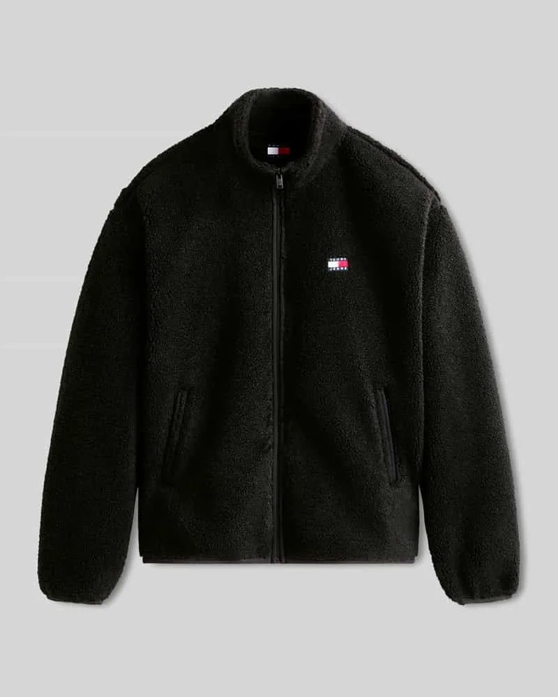 Tommy Hilfiger Regular Fit Fleecejacke mit Logo-Stitching Black