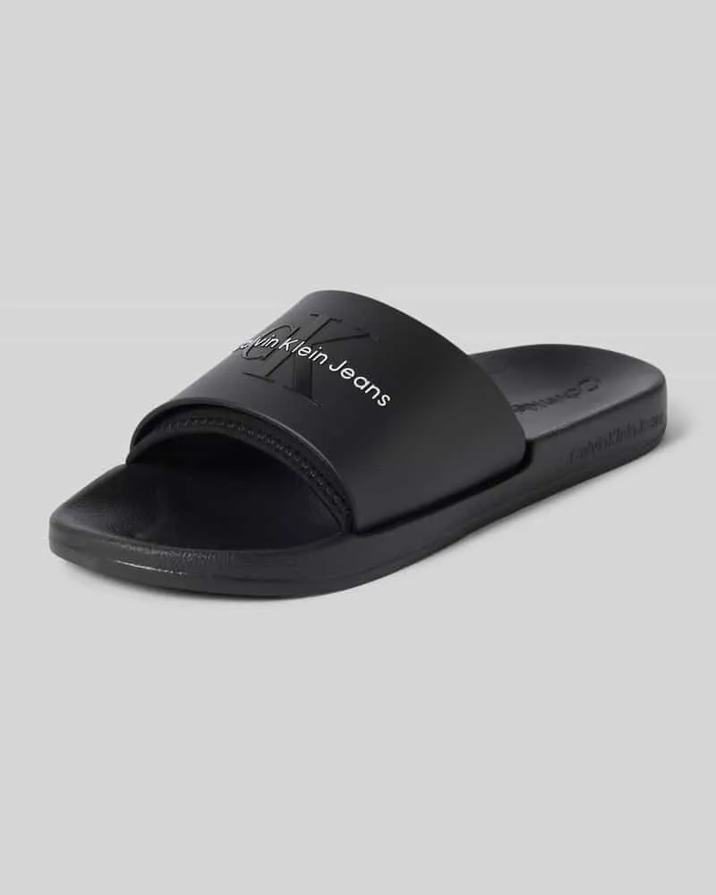 Calvin Klein Slides mit Label-Print Black