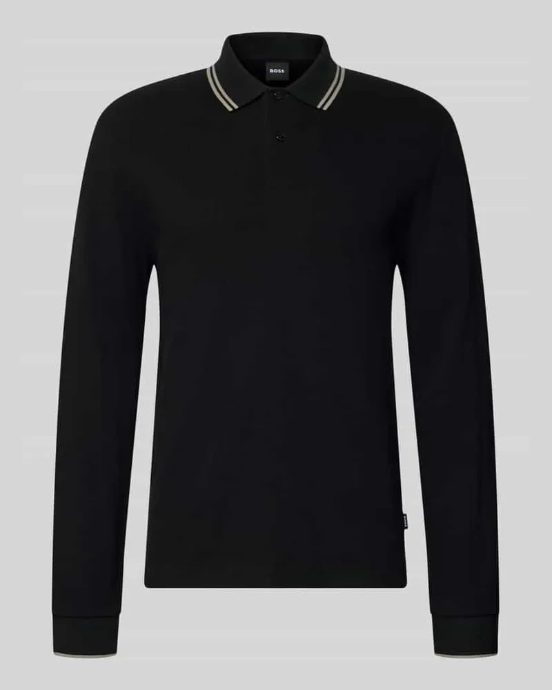 HUGO BOSS Regular Fit Poloshirt aus Baumwoll-Mix Modell 'H-Pittman 10 Black