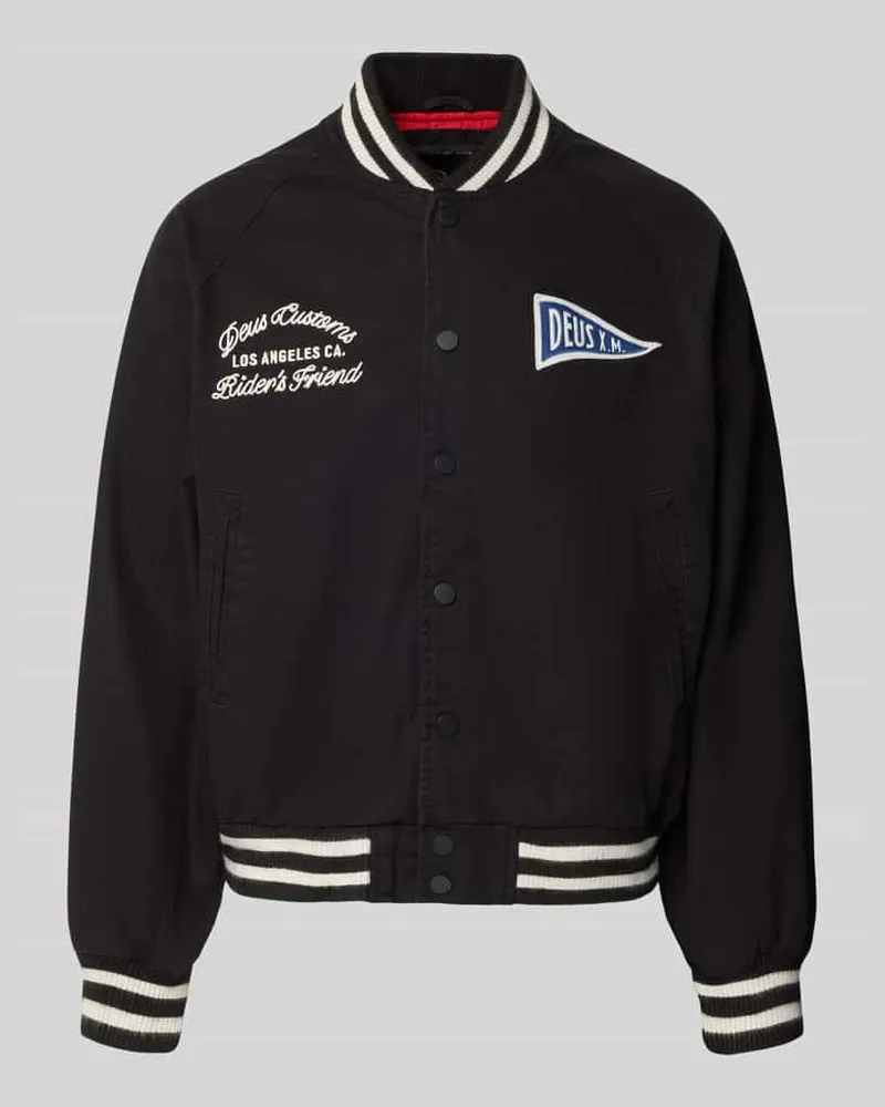 Deus Ex Machina Regular Fit Jacke mit Logo-Patch Modell 'Stadium Black