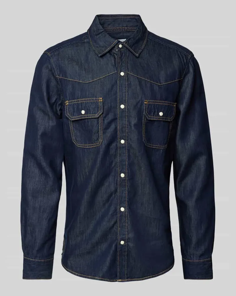 S.Oliver Regular Fit Jeanshemd aus Baumwoll-Mix im Western-Stil 