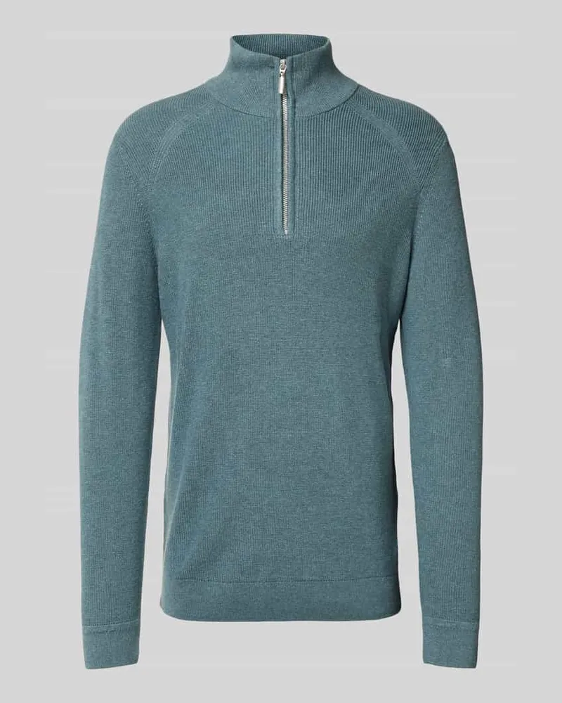 Tom Tailor Regular Fit Troyer aus reiner Baumwolle in Rippstrick-Qualität 