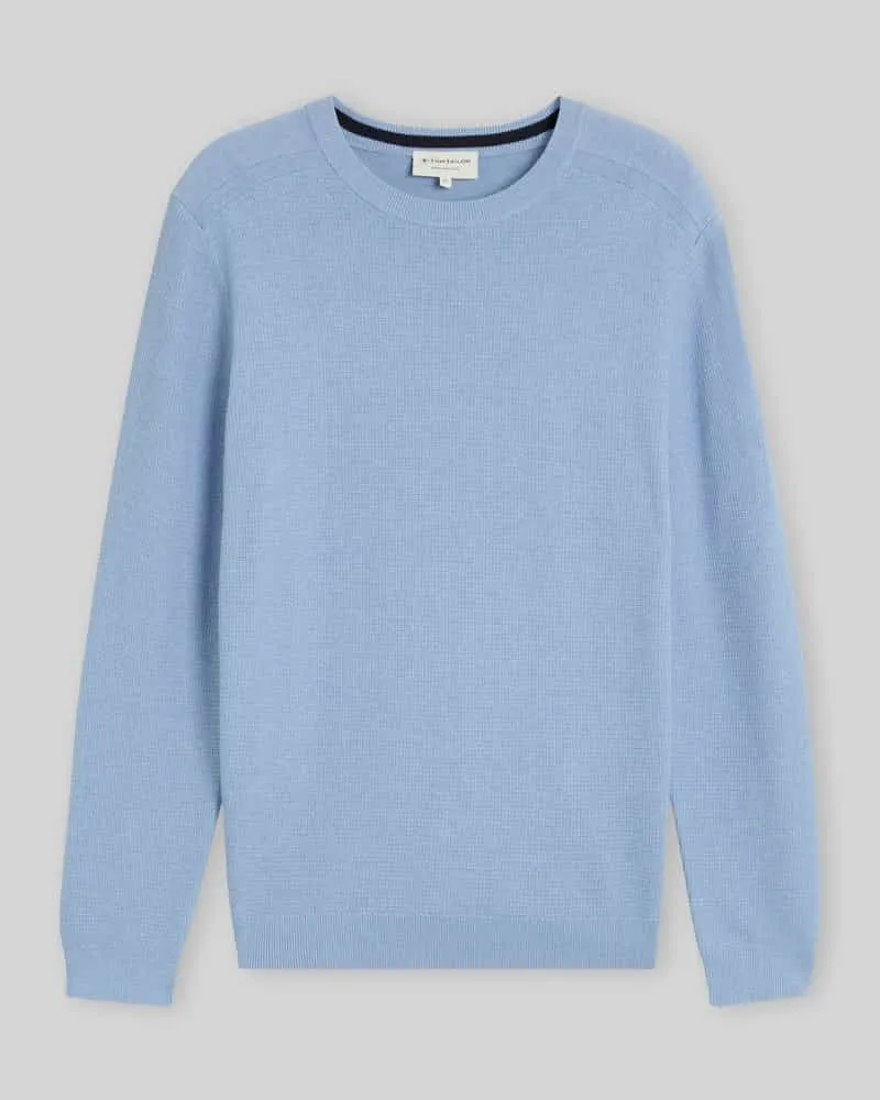 Tom Tailor Regular Fit Pullover mit Crew Neck Kragen Blau