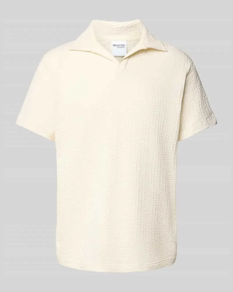Selected Homme Regular Fit Poloshirt aus Baumwoll-Mix Offwhite