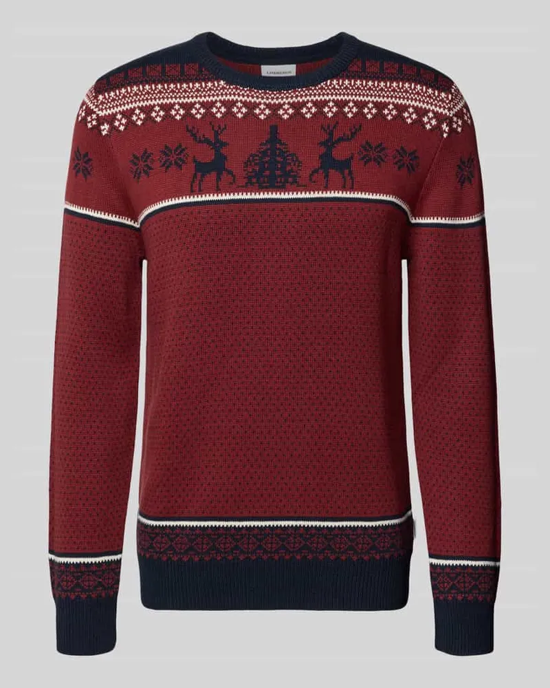 Lindbergh Strickpullover mit gerippten Abschlüssen Dunkelblau