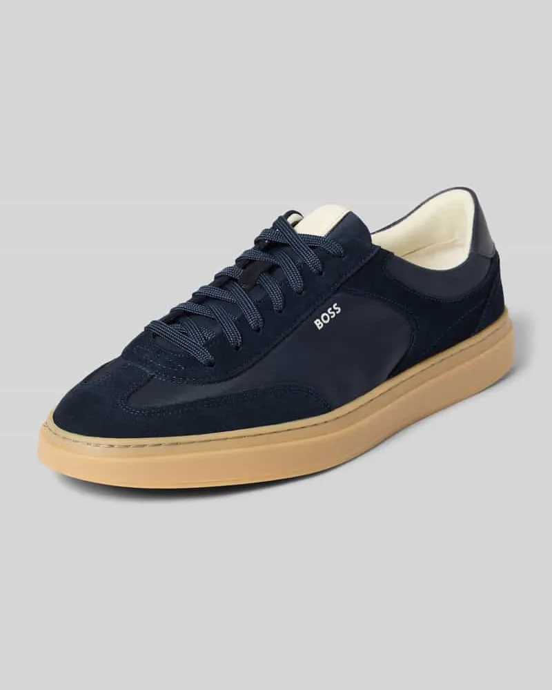 HUGO BOSS Low Top Sneaker aus echtem Rindsleder Modell 'KIERAN_TENN Marine