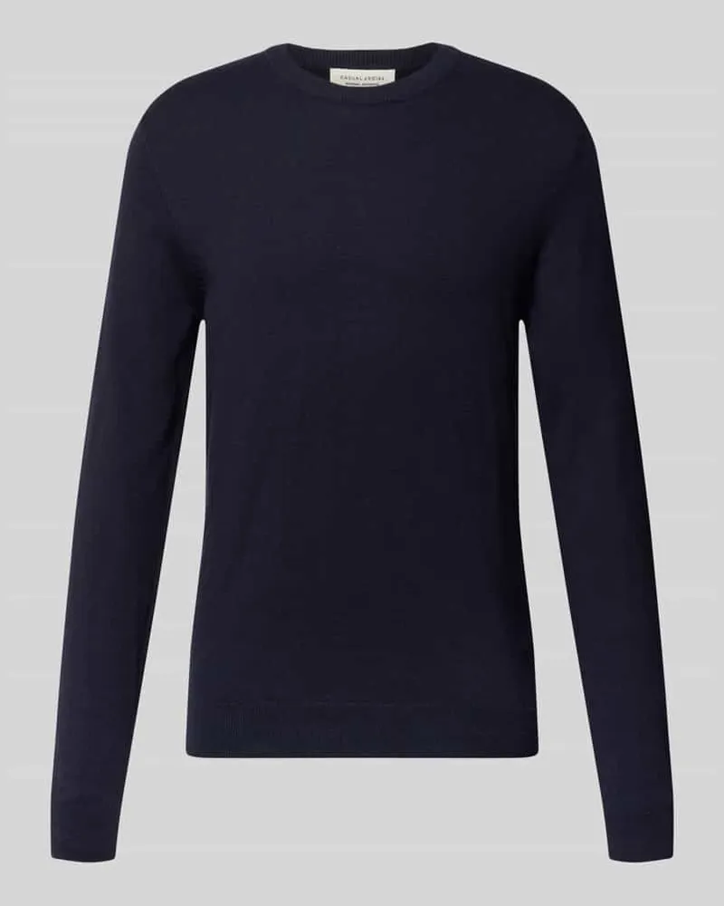 Casual Friday Regular Fit Strickpullover aus Baumwoll-Mix mit Kaschmir-Anteil Dunkelblau