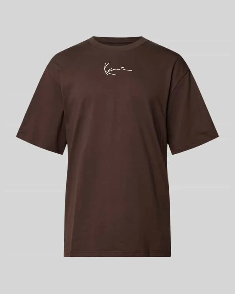Karl Kani Regular Fit T-Shirt mit Logo-Stitching Dunkelbraun