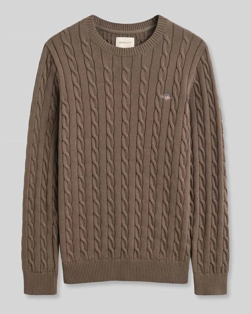 Gant Regular Fit Pullover aus reiner Baumwolle Taupe
