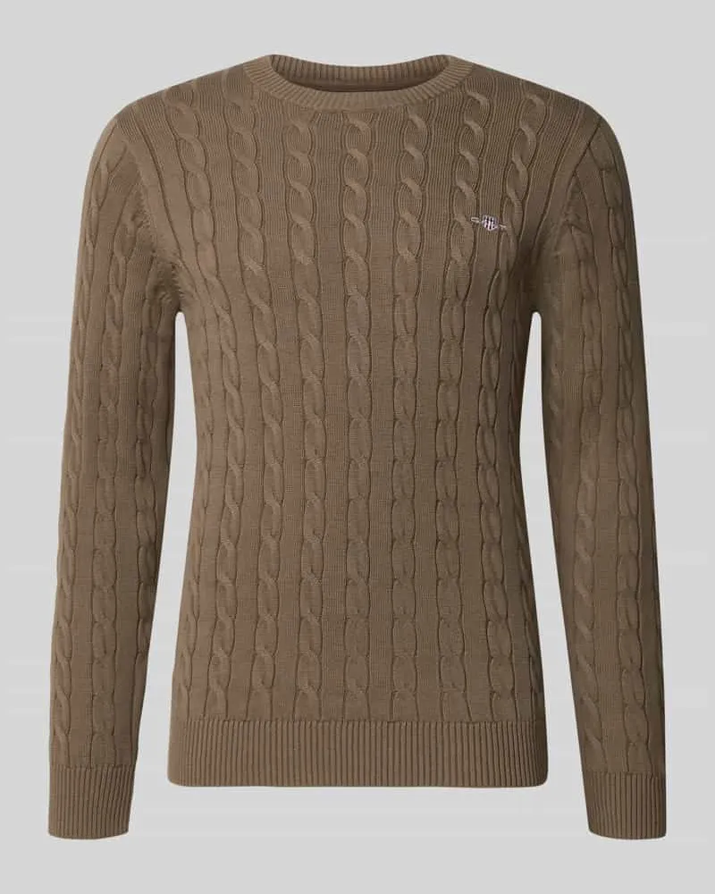 Gant Regular Fit Pullover aus reiner Baumwolle Taupe