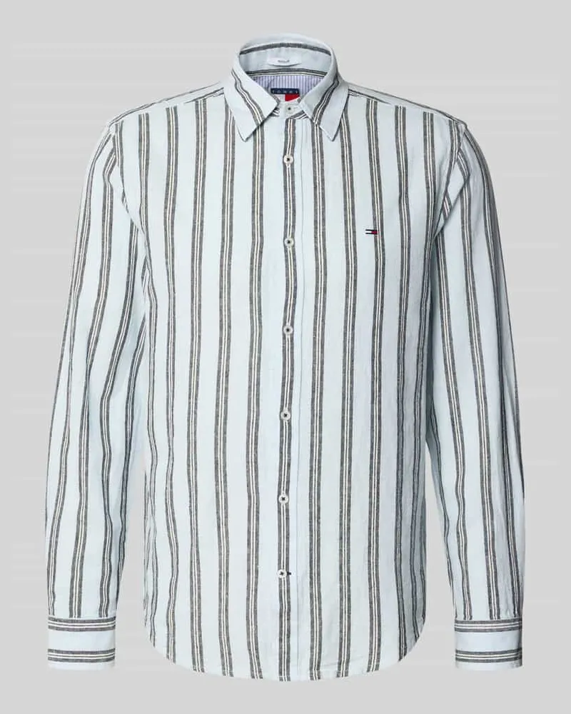 Tommy Hilfiger Regular Fit Freizeithemd aus Leinen-Baumwoll-Mix Hellblau