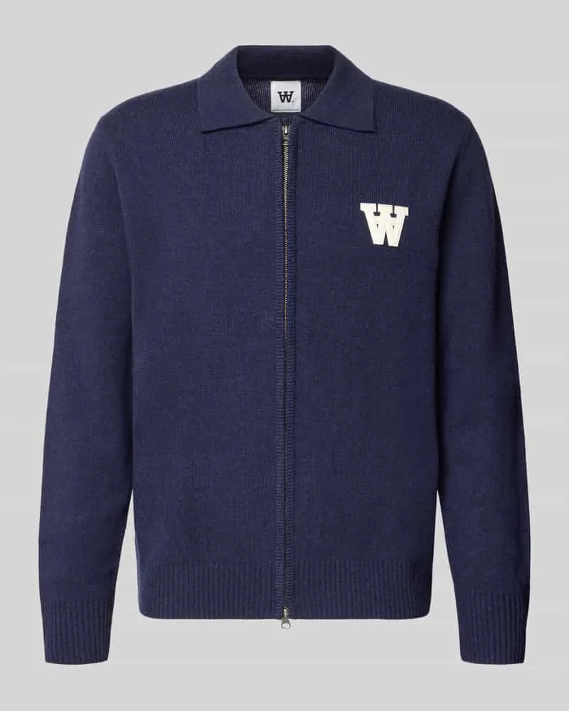 Wood Wood Cardigan aus Wolle mit Zweiwege-Reißverschluss Modell 'Tay Blau