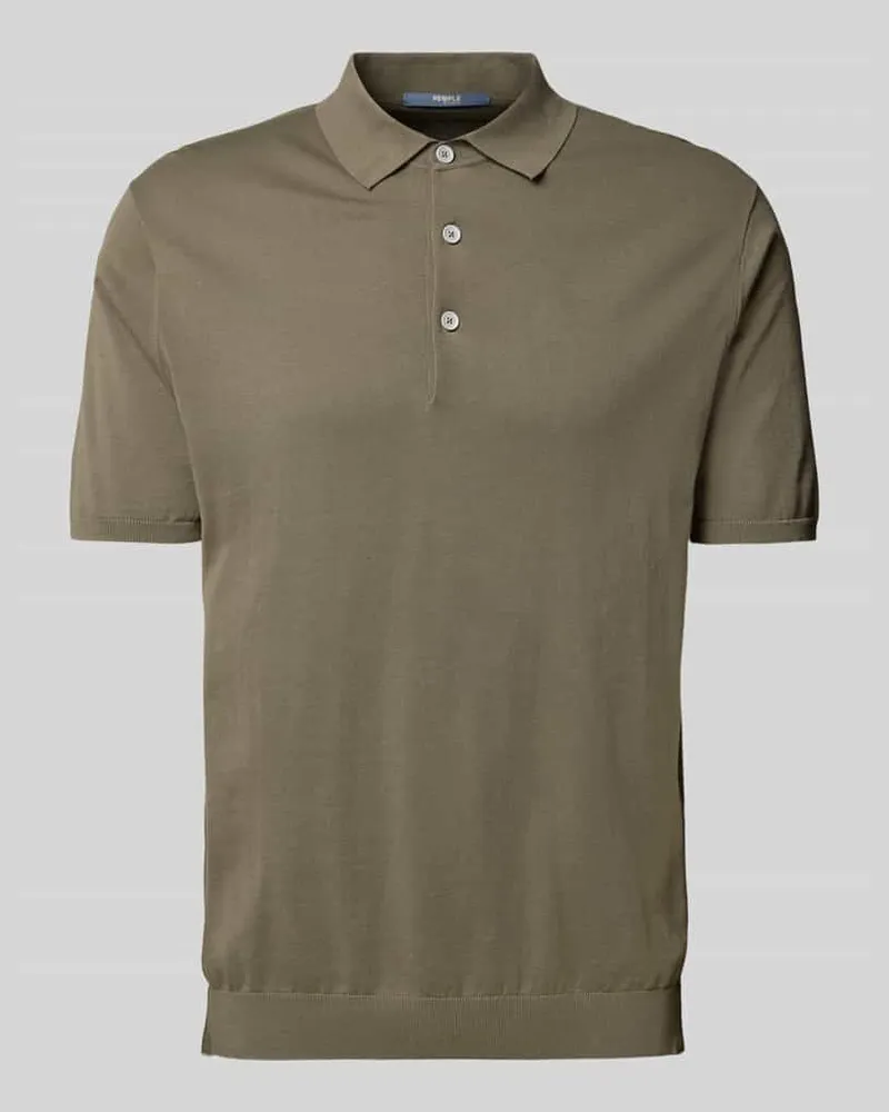 People of Shibuya Poloshirt mit Seitenschlitzen Modell 'NITO Oliv