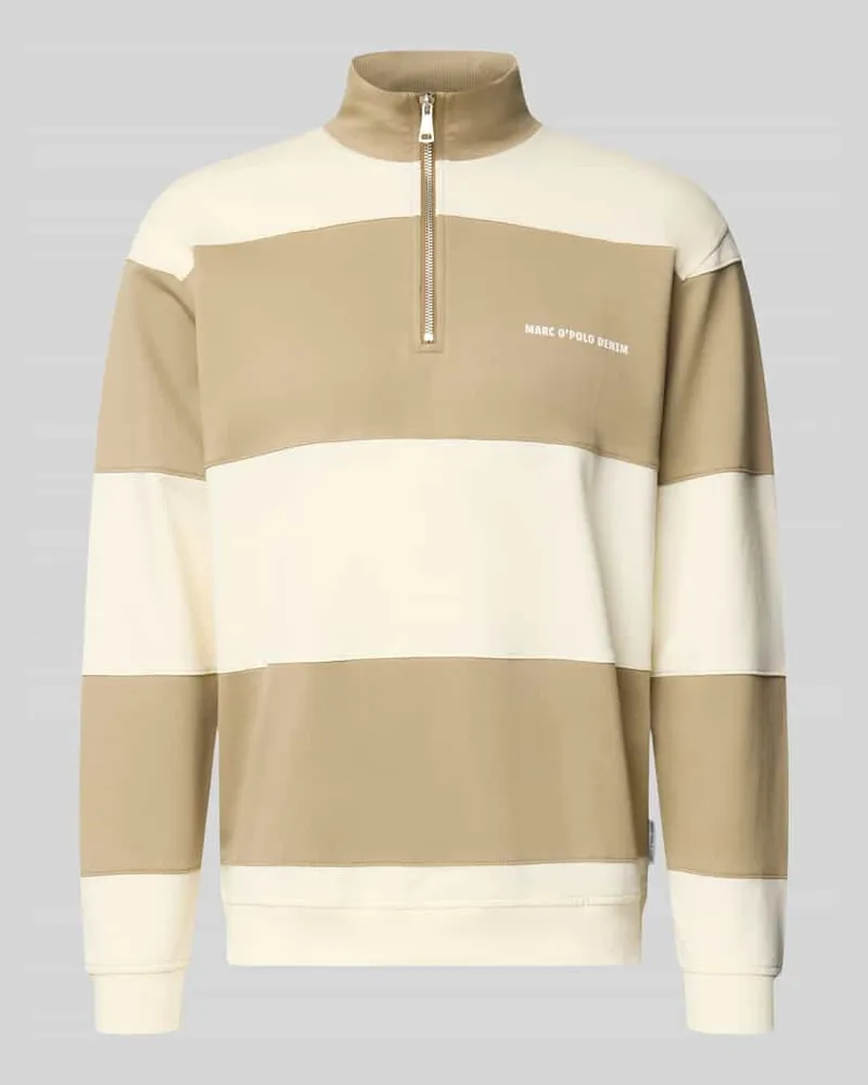 Marc O'Polo Relaxed Fit Troyer aus reiner Baumwolle Mittelbraun