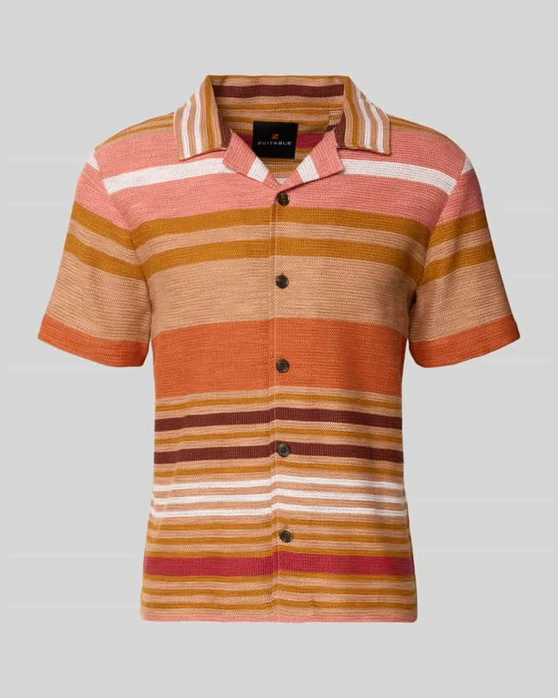 Zuitable Slim Fit Freizeithemd mit Reverskragen Modell 'Carlo Hellrot