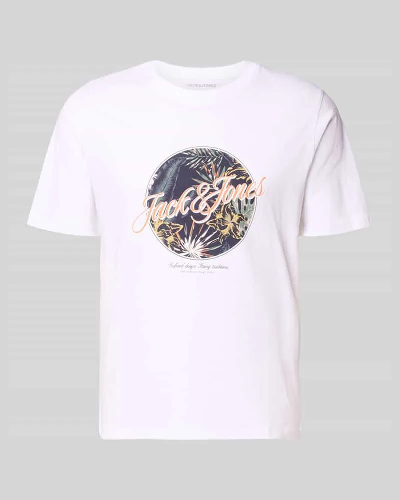 Jack & Jones T-Shirt mit Rundhalsausschnitt Modell 'HONOLULU Weiss