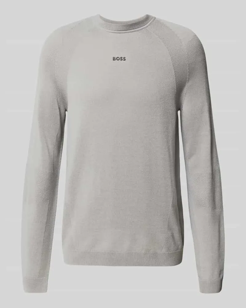 HUGO BOSS Regular Fit Strickpullover mit Woll-Anteil Hellgrau