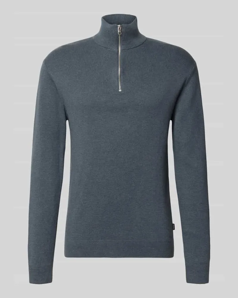 Jack & Jones Slim Fit Strickpullover aus reiner Baumwolle Modell 'MILANO Petrol