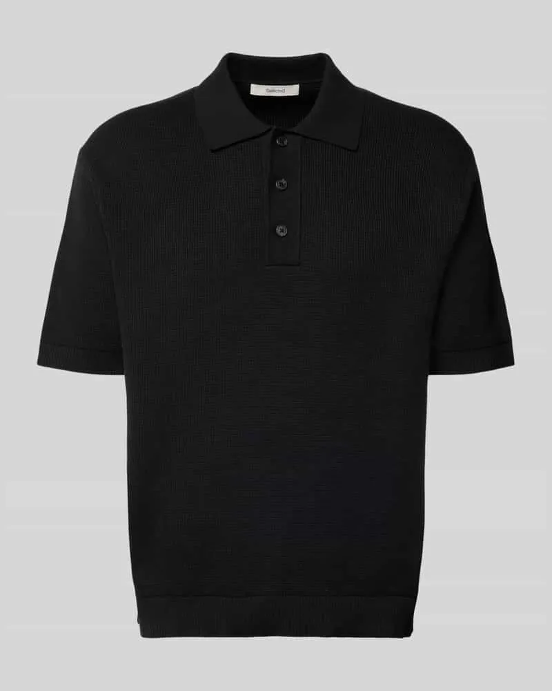 Selected Homme Relaxed Fit Poloshirt aus reiner Baumwolle Modell 'DANE Black