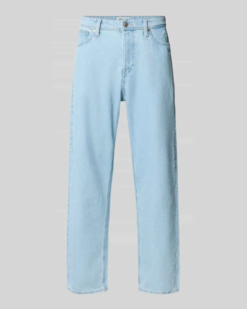 Jack & Jones Straight Fit Jeans aus reiner Baumwolle Modell 'Alex Hellblau