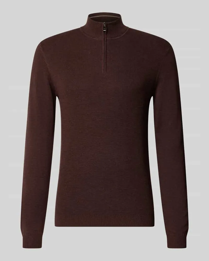 Roy Robson Slim Fit Strickpullover aus Baumwoll-Mix mit Viskose-Anteil Dunkelrot