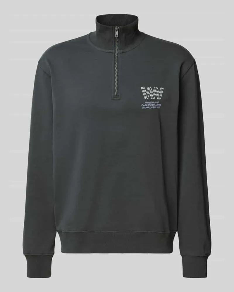 Wood Wood Sweatshirt mit Stehkragen und Reißverschluss Modell 'Jack Anthrazit