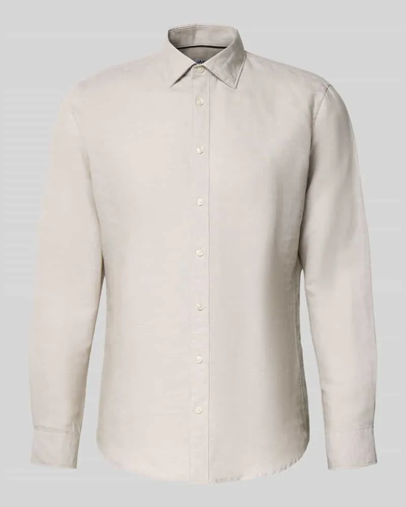 JAKE*S Regular Fit Freizeithemd aus Leinen-Mix Beige