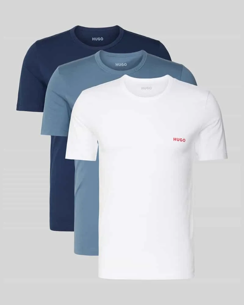 HUGO BOSS Regular Fit T-Shirt Set aus reiner Baumwolle im 3er-Pack Blau