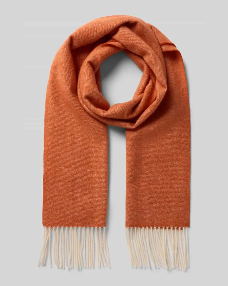 Ascot Schal aus Wolle Kaschmir mit Fransen Orange