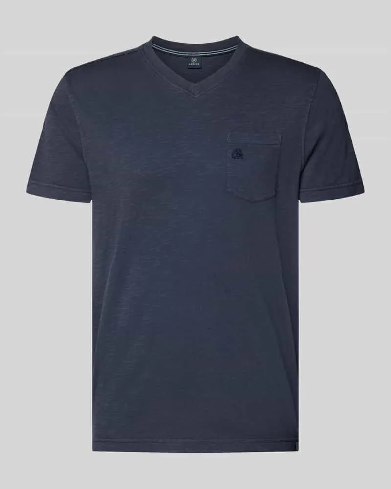 Lerros Regular Fit T-Shirt mit V-Ausschnitt Marine