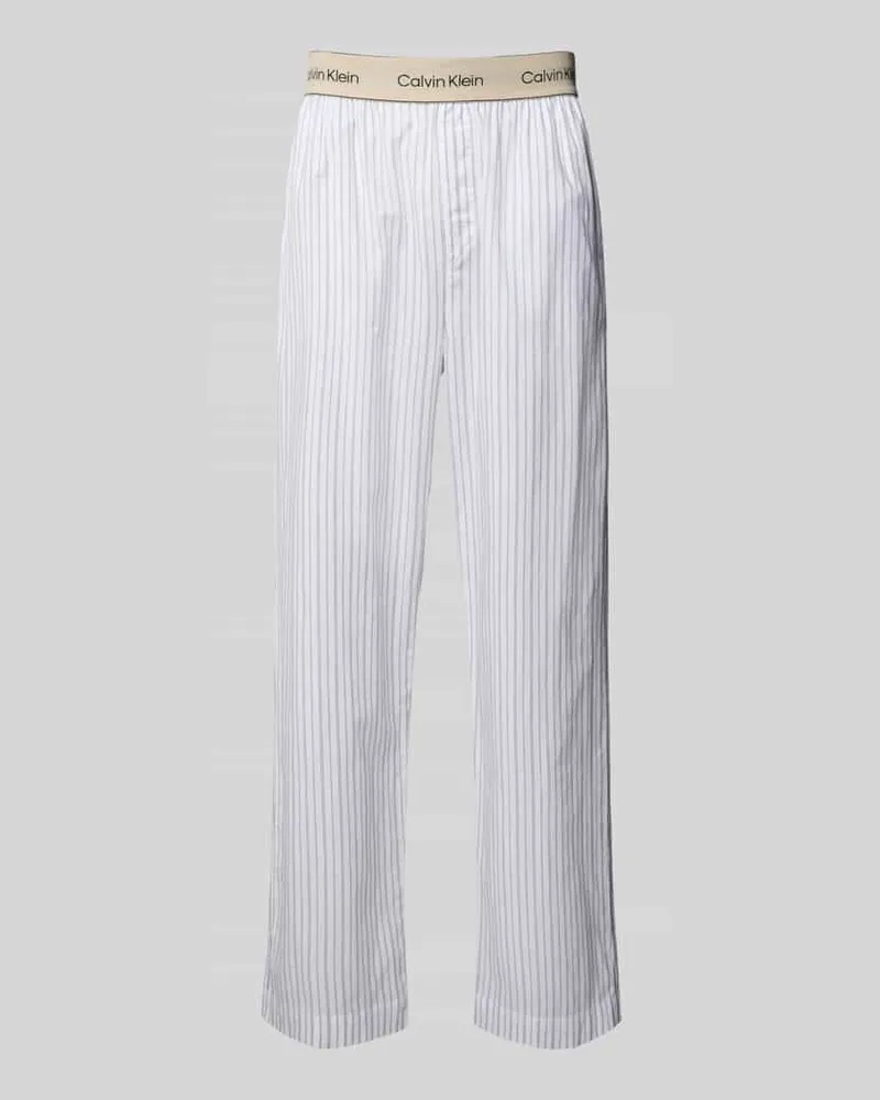 Calvin Klein Relaxed Fit Pyjama-Hose mit Logo-Stitching Modell 'Sleep Offwhite