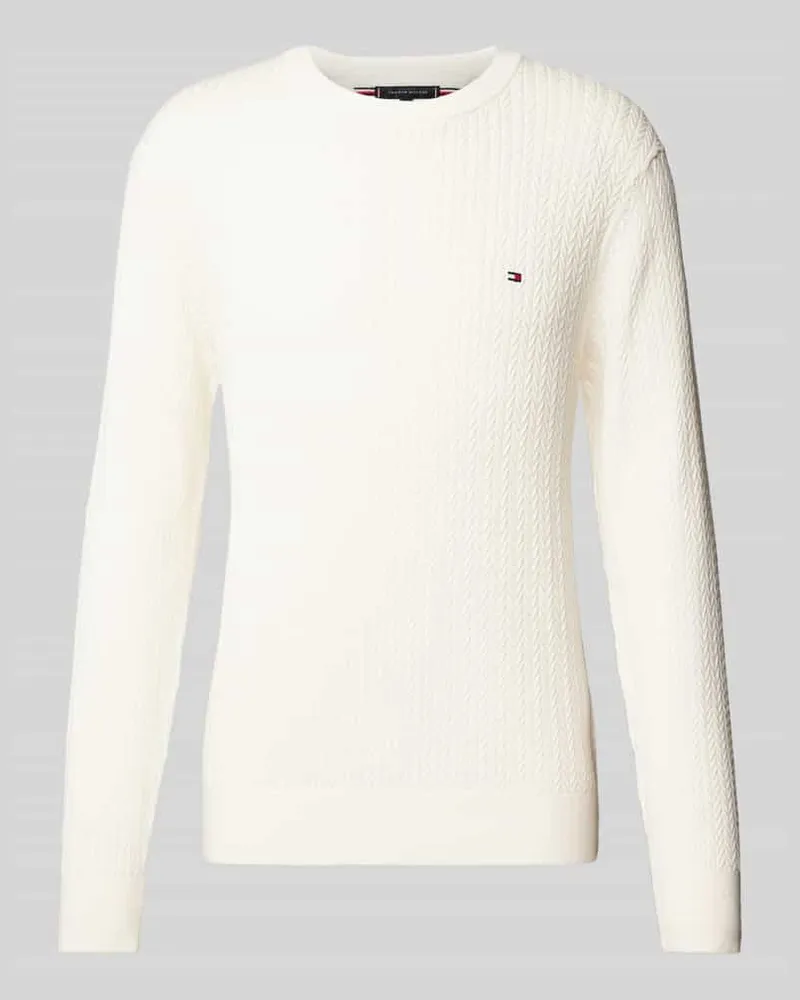Tommy Hilfiger Slim Fit Strickpullover mit Fischgrät-Struktur 