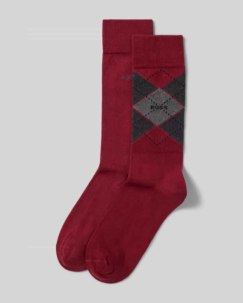 HUGO BOSS Socken aus Baumwoll-Mix im 2er-Pack Modell 'ARGYLE Rot