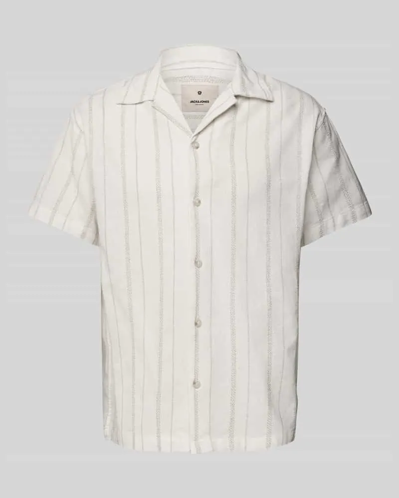 Jack & Jones Regular Fit Freizeithemd aus Baumwoll-Leinen-Mix Modell 'BLUWILLIAM Weiss