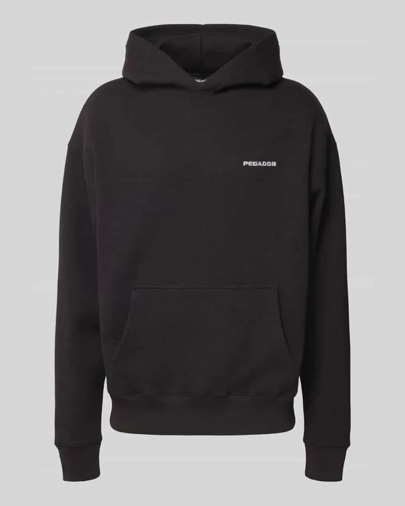 PEGADOR Oversized Hoodie mit Logo-Stitching und Känguru-Tasche 