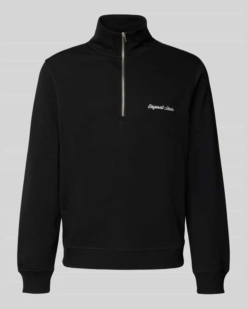 Jack & Jones Sweatshirt mit Troyer-Kragen und Label-Stitching 