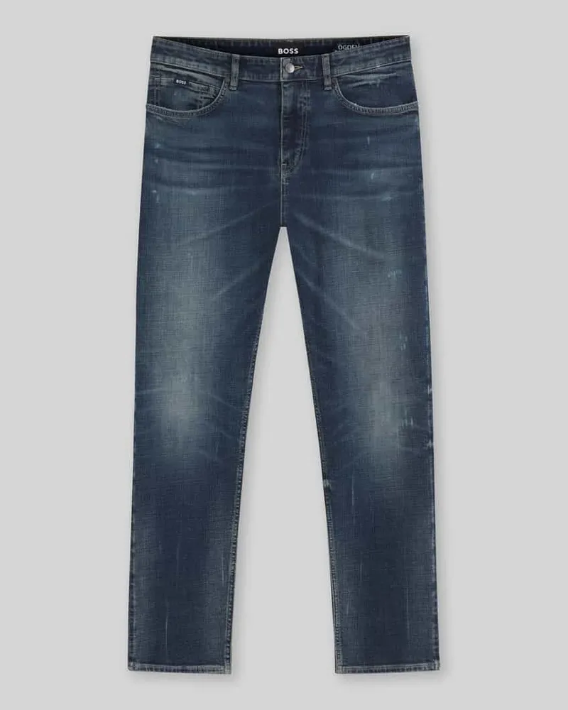 HUGO BOSS Straight Fit Jeans mit 5-Pocket-Design Modell 'C-OGDEN Blau