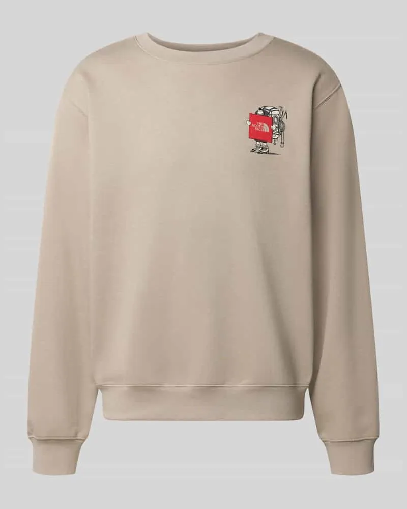 The North Face Relaxed Fit Sweatshirt aus Baumwoll-Mix mit Label-Detail Beige