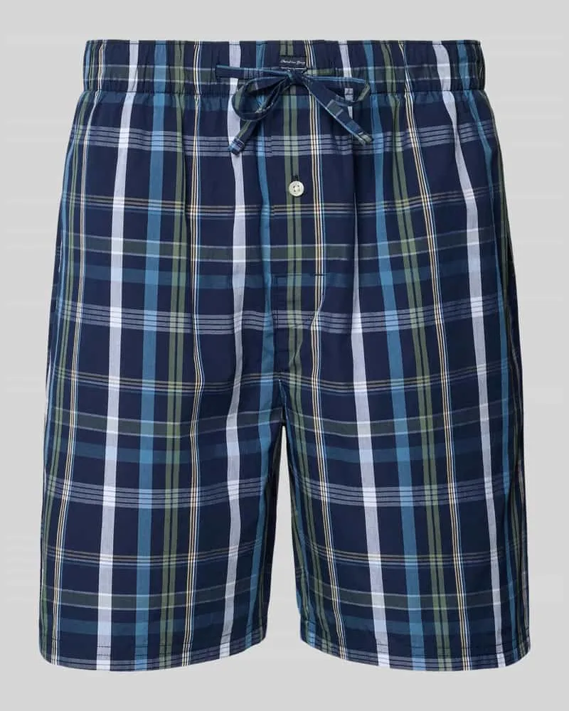 Christian Berg Regular Fit Pyjama-Shorts mit Logo-Patch Marine