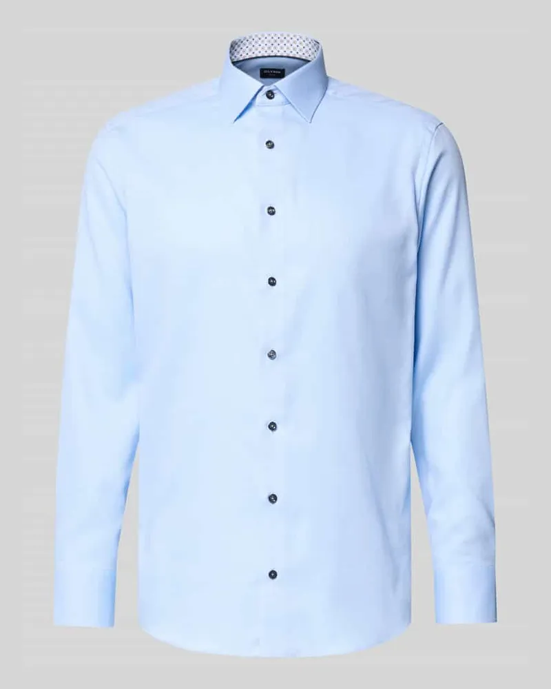 Olymp Regular Fit Businesshemd aus reiner Baumwolle mit Kentkragen Bleu