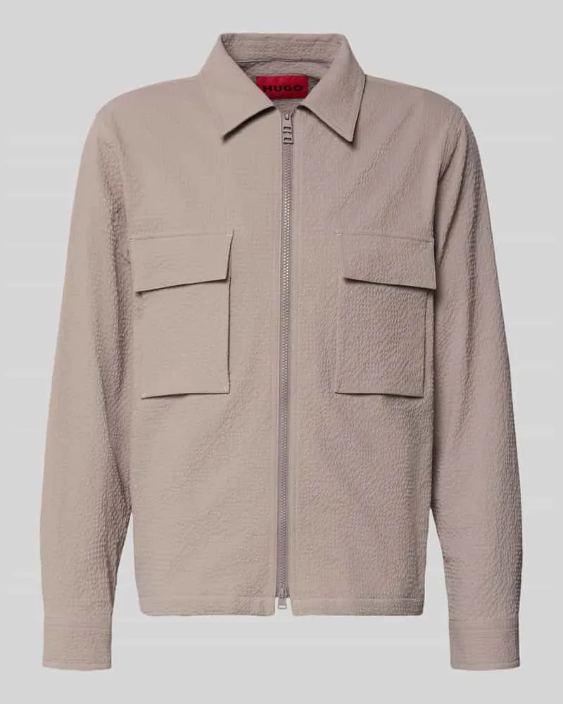 HUGO BOSS Oversized Overjacket aus Baumwoll-Mix Hellbraun