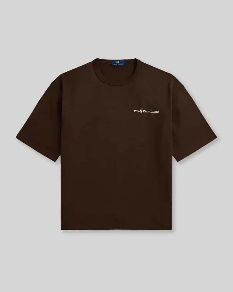 Ralph Lauren Regular Fit T-Shirt aus reiner Baumwolle mit Logo-Stitching Mittelbraun