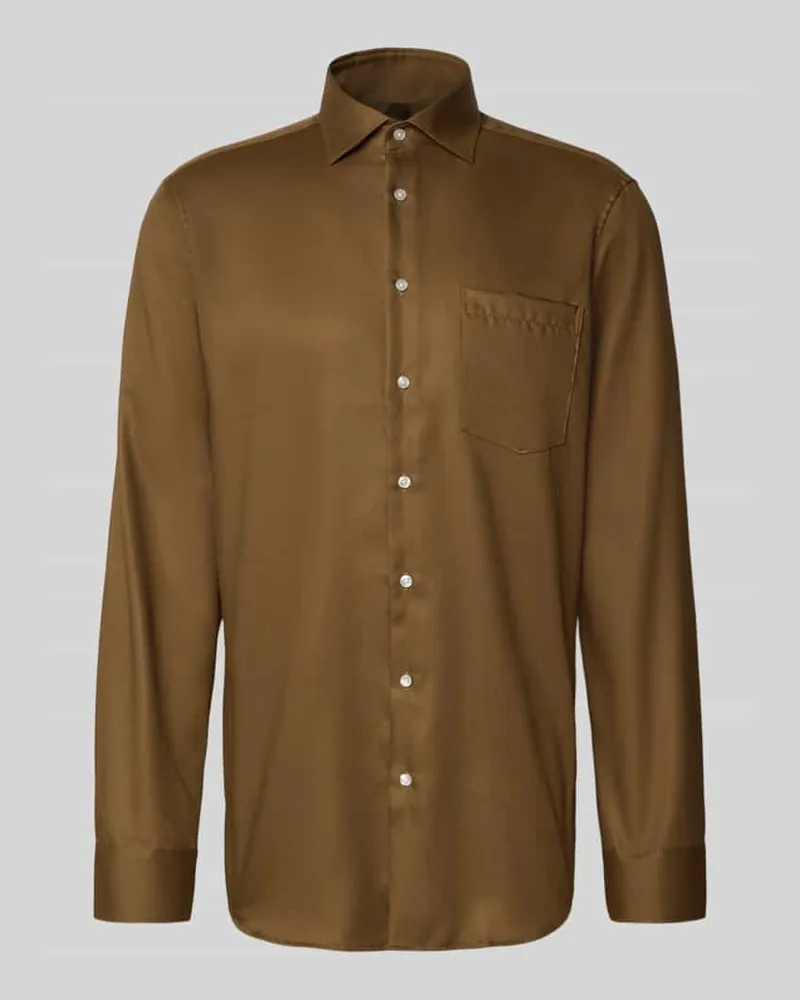 Seidensticker Slim Fit Business-Hemd mit Kentkragen Beige