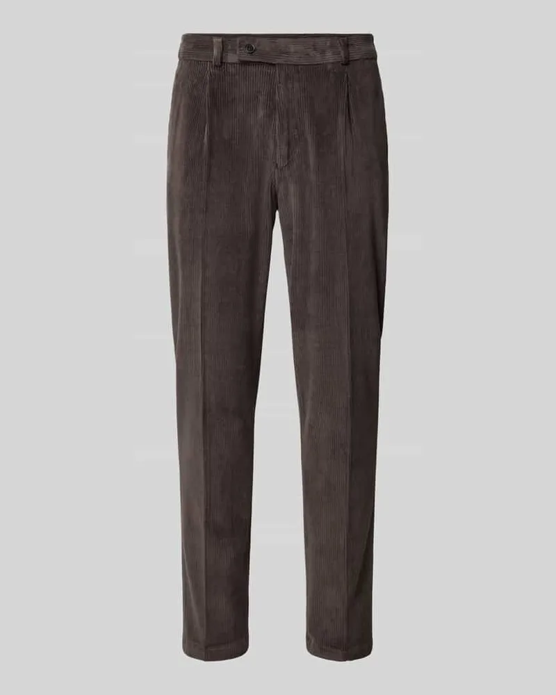 Zuitable Slim Fit Hose aus Baumwoll-Mix in Cord-Optik Modell 'Cliffer Dunkelbraun