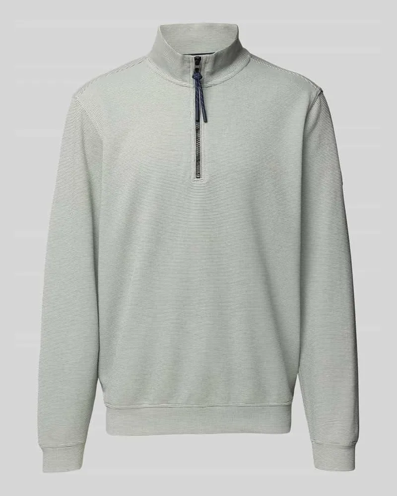 Lerros Regular Fit Troyer mit Stehkragen und Reißverschluss Lind