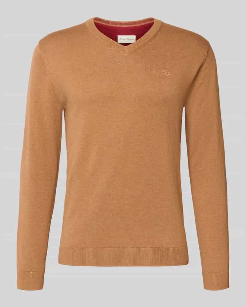 Tom Tailor Regular Fit Strickpullover aus reiner Baumwolle Hellbraun