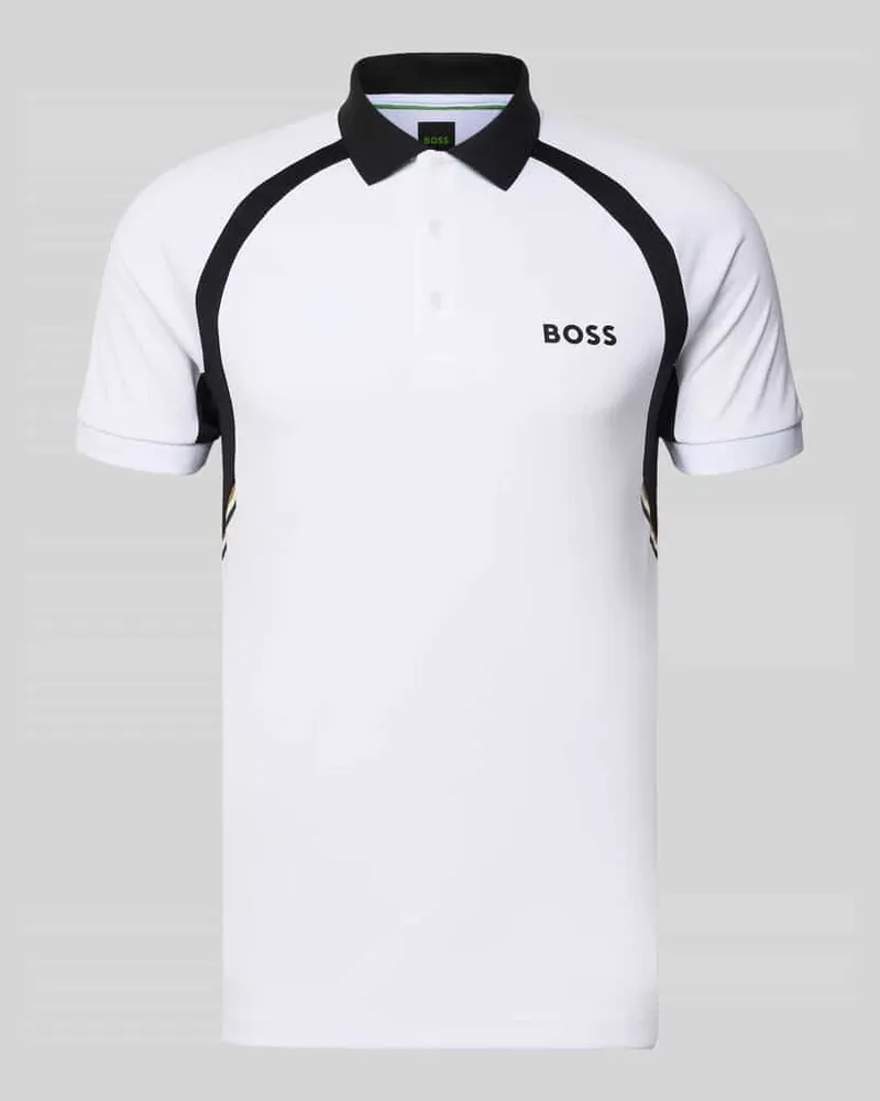 HUGO BOSS Slim Fit Poloshirt mit kurzer Knopfleiste Modell 'PL_TOC SPIN CB Weiss