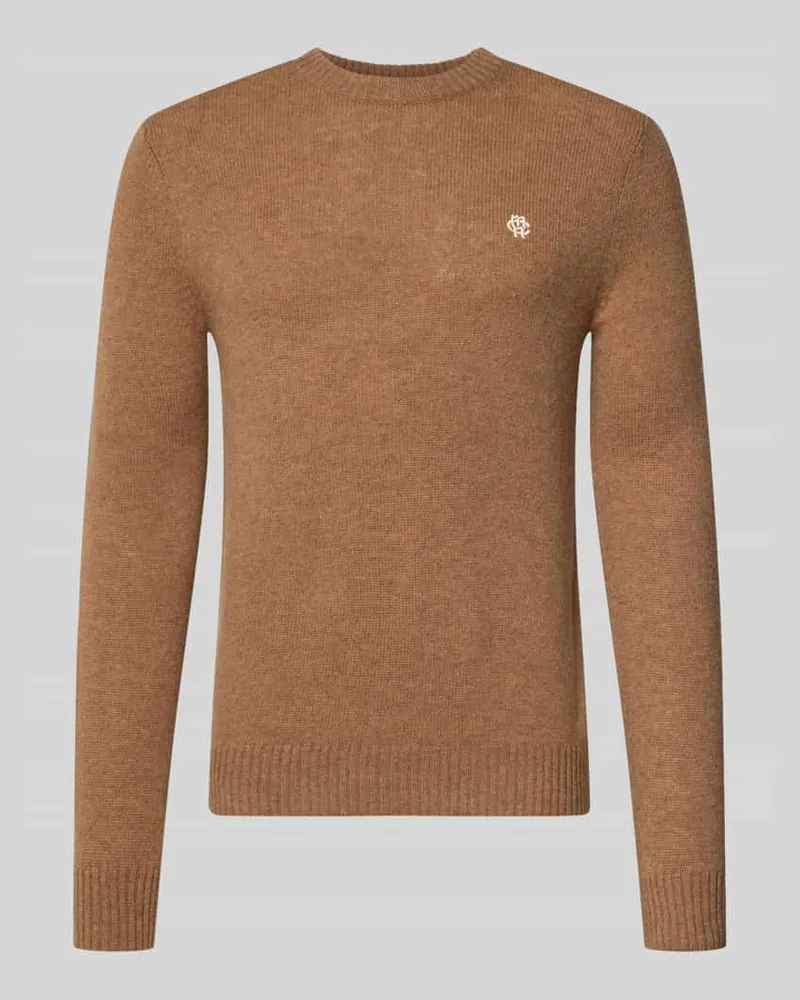 McNeal Slim Fit Strickpullover aus reiner Wolle mit Label-Stitching Hazel