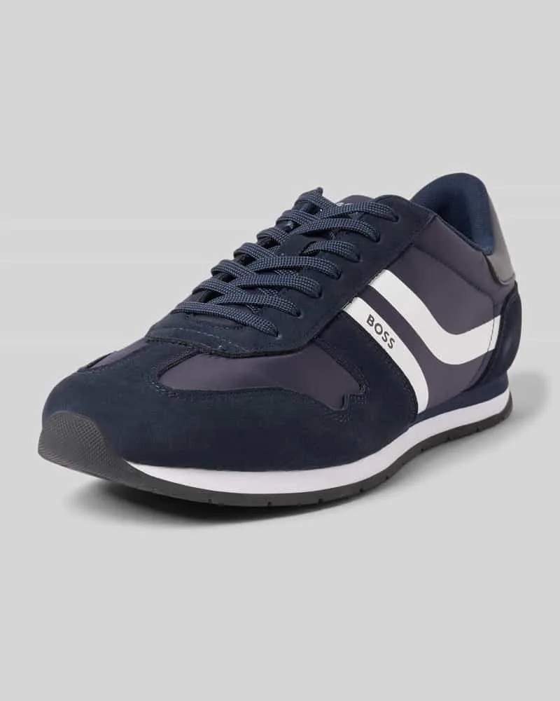 HUGO BOSS Low Top Sneaker mit Label-Print Modell 'LEVON_RUNN_NYMI Dunkelblau