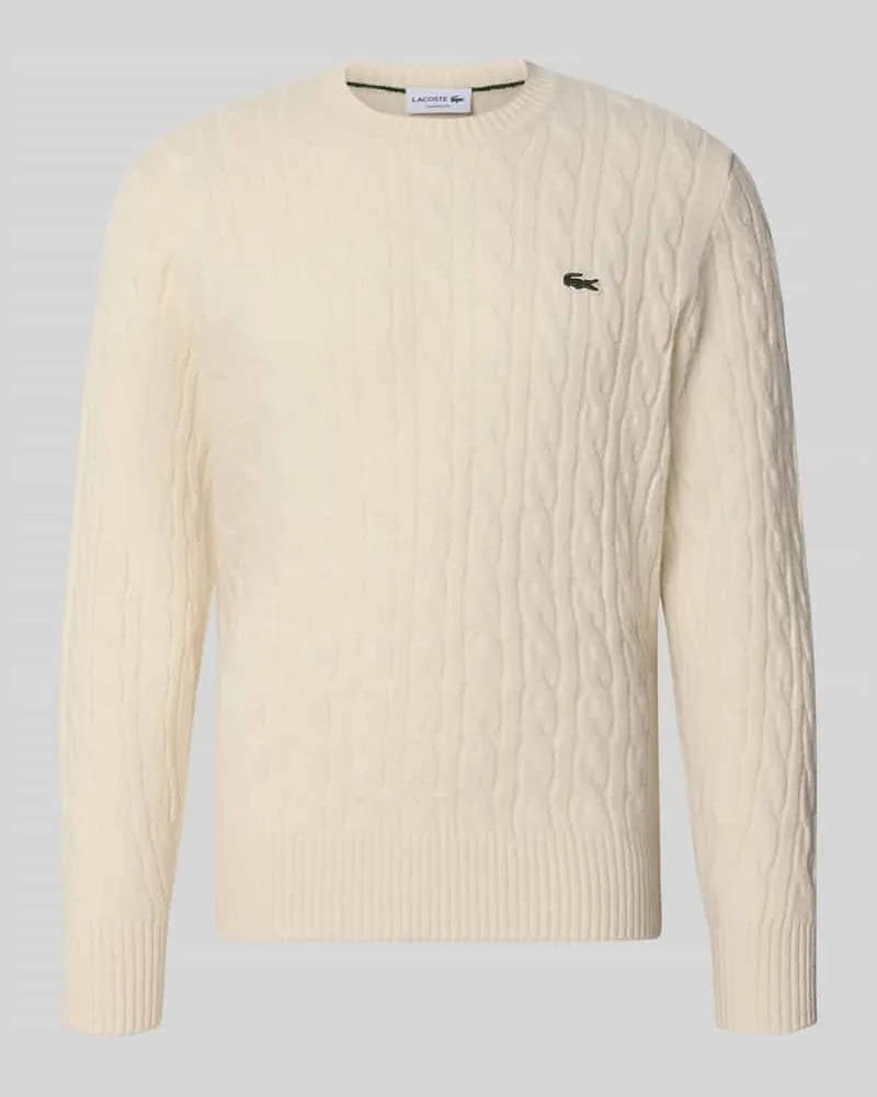 Lacoste Regular Fit Pullover aus reiner Wolle Offwhite